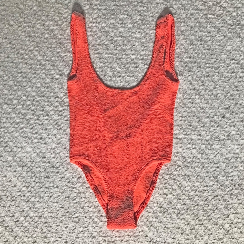 Zara Stretch One Piece Bathing Suit Bright Orange Women's Size Medium NWT - Picture 8 of 10